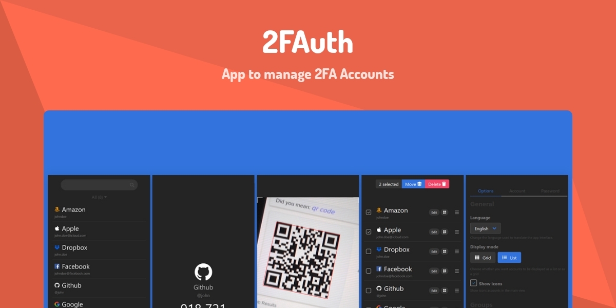2FAuth - App to manage 2FA Accounts - Made with Laravel