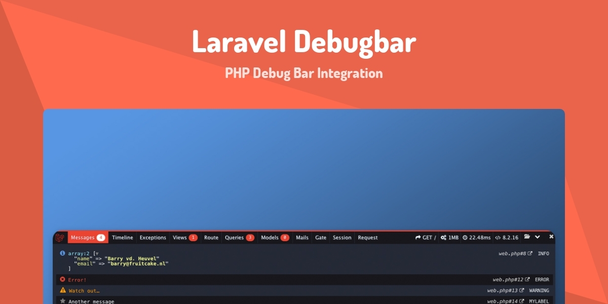 Laravel Debugbar - PHP Debug Bar Integration - Made with Laravel