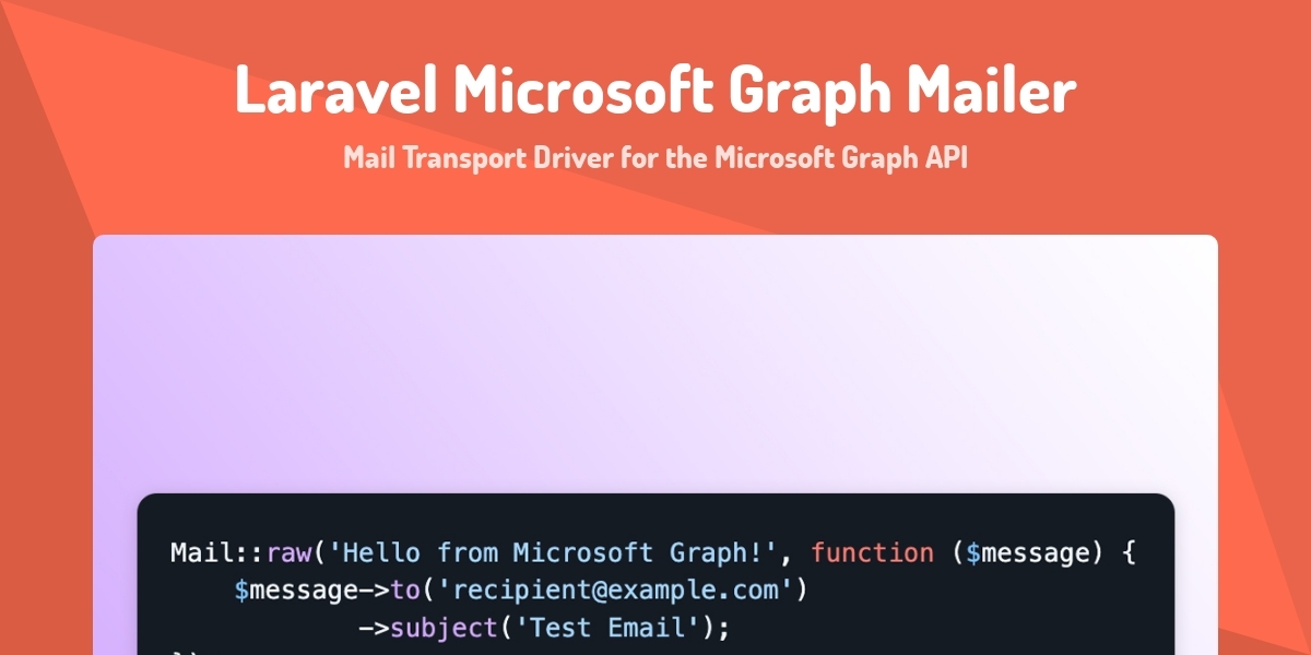 Laravel Microsoft Graph Mailer - Mail Transport Driver for the ...
