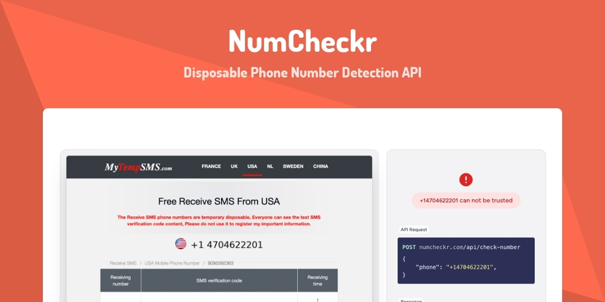 Num Chek NumCheckr - Disposable Phone Number Detection API - Made with Laravel