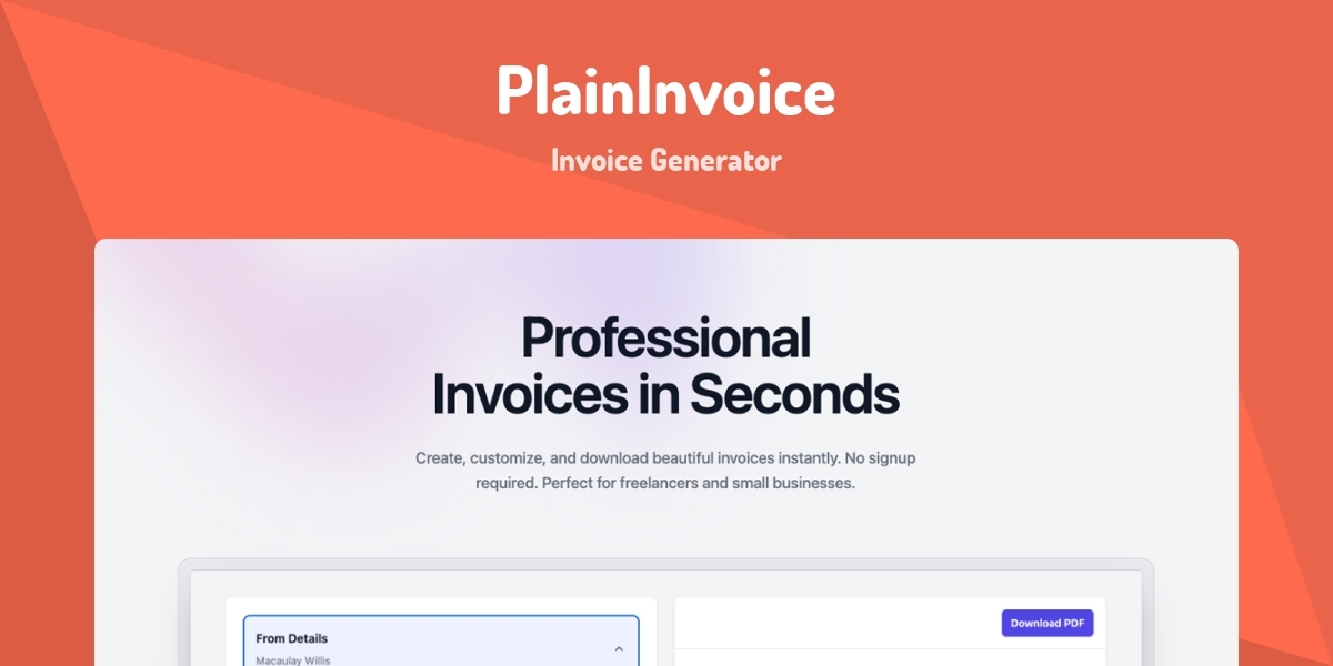 PlainInvoice - Invoice Generator - Made with Laravel