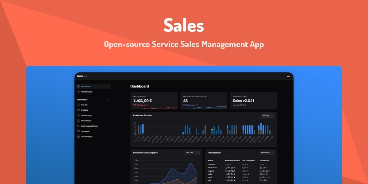 Sales Menu App Example Sales - Open-source Service Sales Management App - Made with Laravel