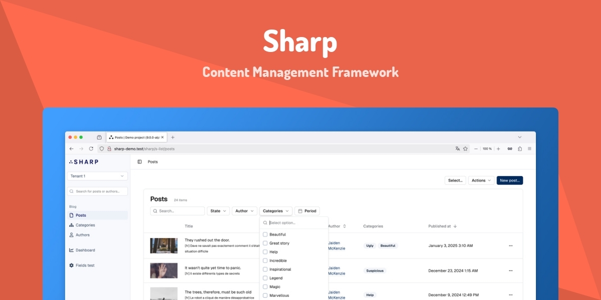 Sharp - Content Management Framework - Made with Laravel