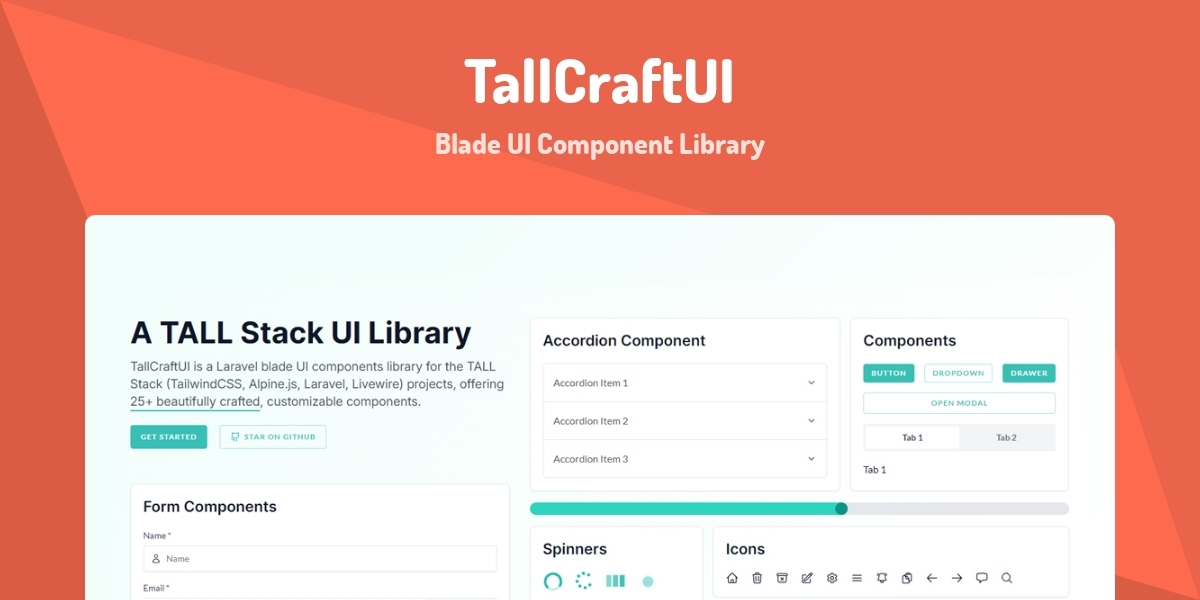 TallCraftUI - Blade UI Component Library - Made with Laravel