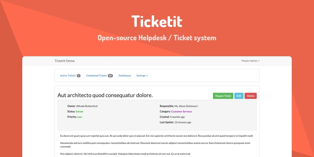 Ticketit - Open-source Helpdesk / Ticket system - Made with Laravel