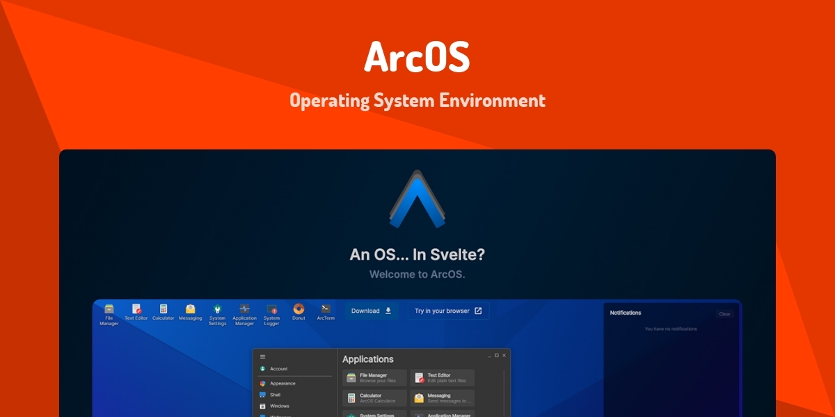 Operating System Environment Image ArcOS - Operating System Environment - Made with Svelte