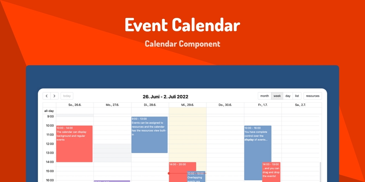Event Calendar Component Event Calendar - Calendar Component - Made with Svelte