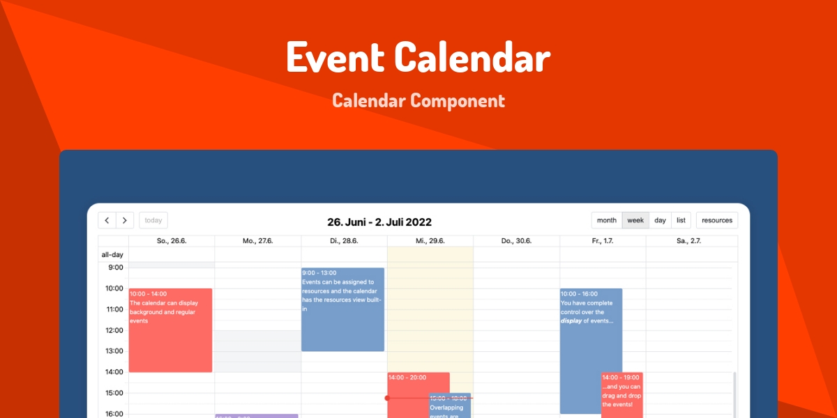 Event Calendar Calendar Component Made with Svelte