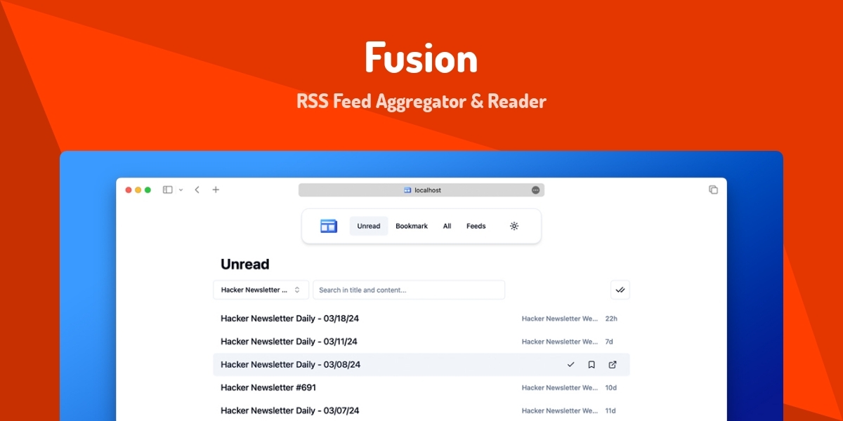 Fusion - RSS Feed Aggregator & Reader - Made with Svelte