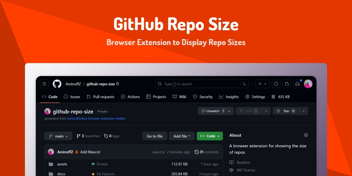 GitHub Repo Size - Browser Extension to Display Repo Sizes - Made with ...