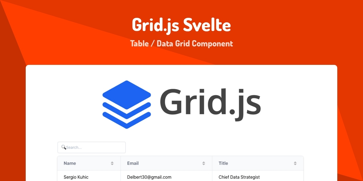 Grid.js Svelte - Table / Data Grid Component - Made with Svelte