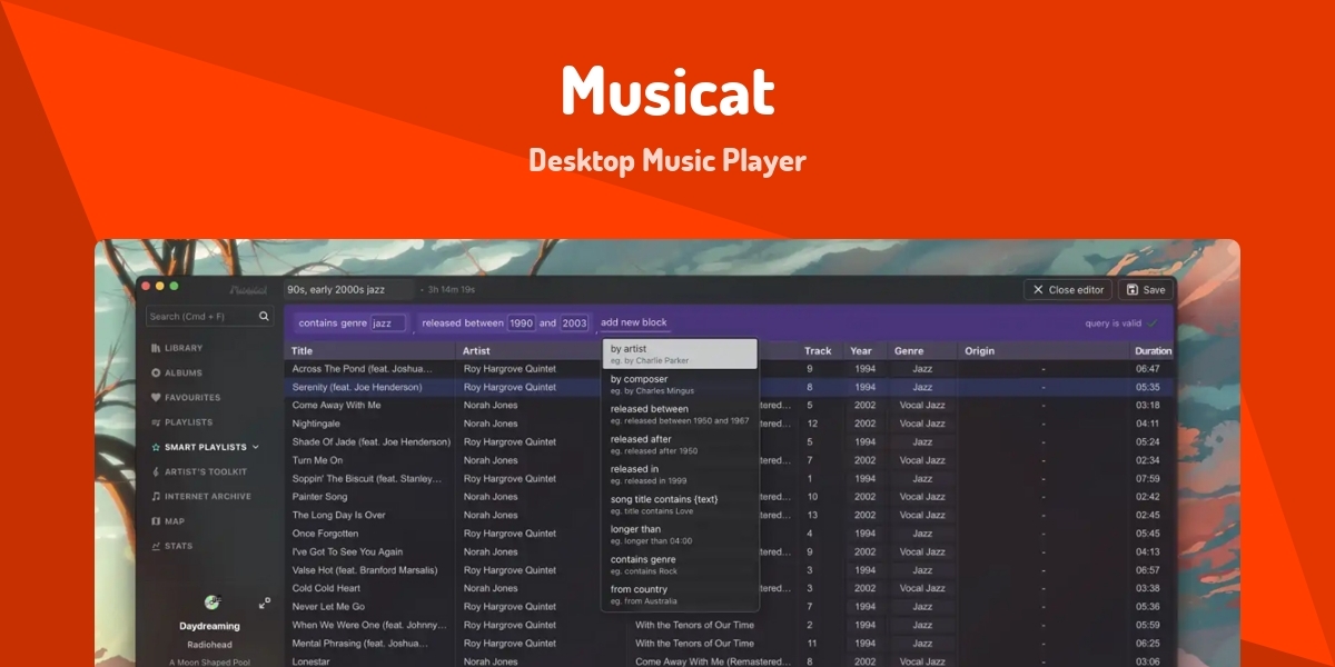 Musicat Musicat - Desktop Music Player - Made with Svelte