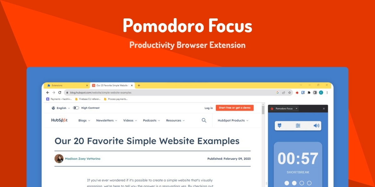 Pomodoro Focus - Productivity Browser Extension - Made with Svelte