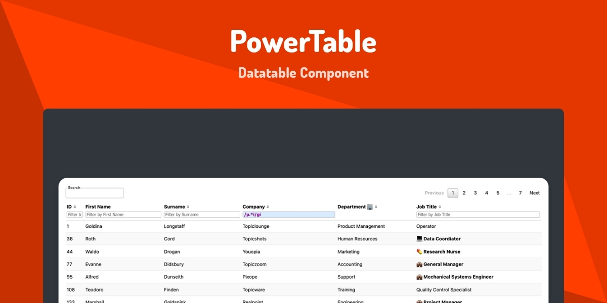 PowerTable - Datatable Component - Made with Svelte