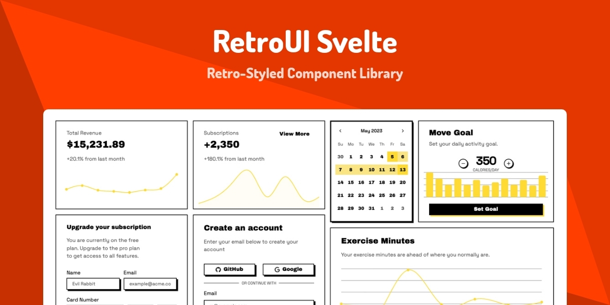 RetroUI Svelte - Retro-Styled Component Library - Made with Svelte