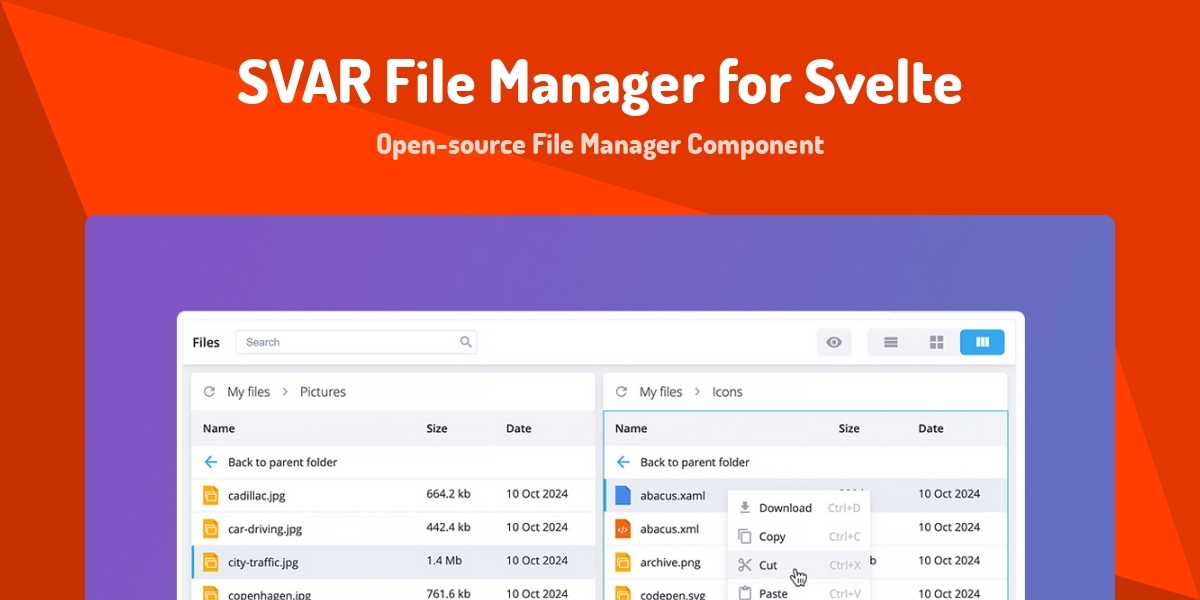 SVAR File Manager for Svelte - Open-source File Manager Component ...