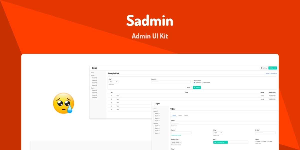 Sadmin - Admin UI Kit - Made with Svelte