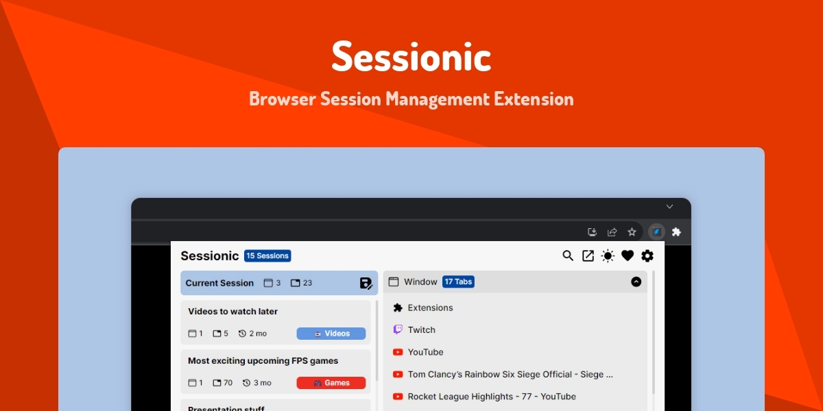 Sessionic - Browser Session Management Extension - Made with Svelte