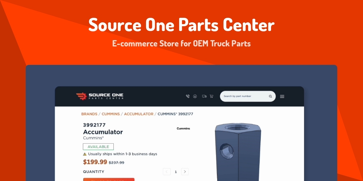 Source One Parts Center - E-commerce Store for OEM Truck Parts - Made ...