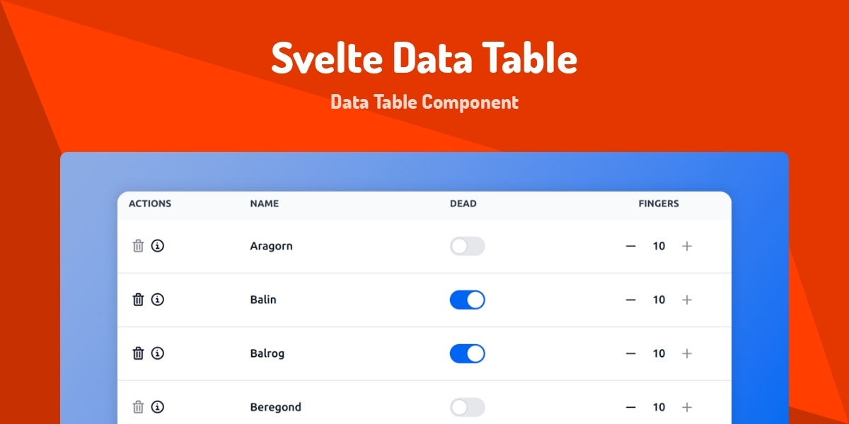 Svelte Data Table - Data Table Component - Made with Svelte