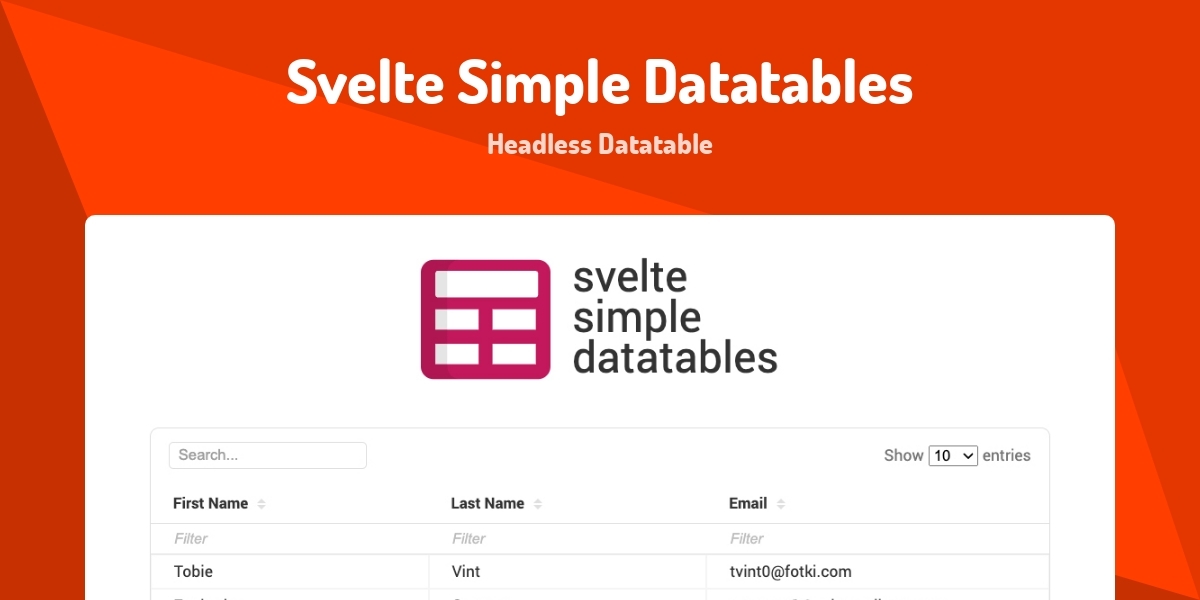 Svelte Simple Datatables - Headless Datatable - Made with Svelte
