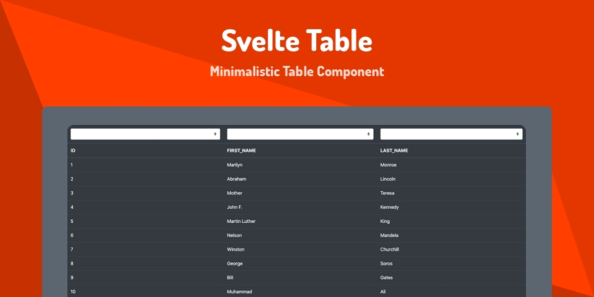 Svelte Table - Minimalistic Table Component - Made with Svelte