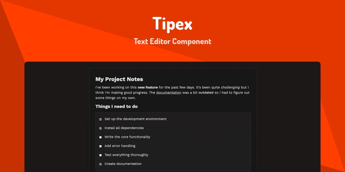 Tipex - Text Editor Component - Made with Svelte
