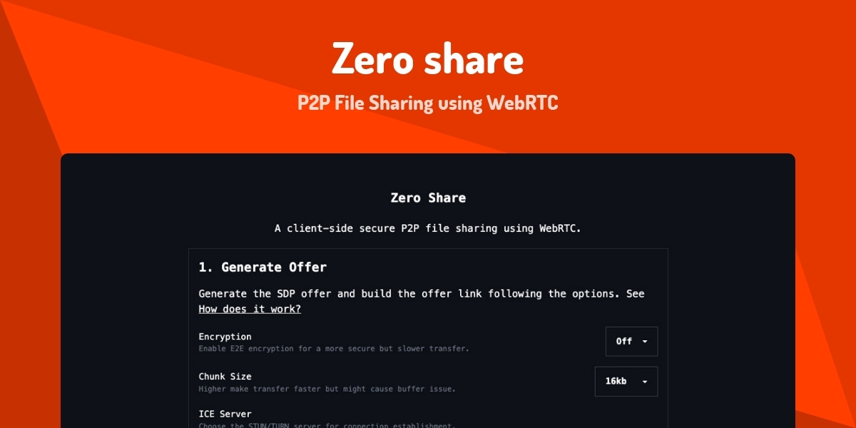 Share Using Zero share - P2P File Sharing using WebRTC - Made with Svelte