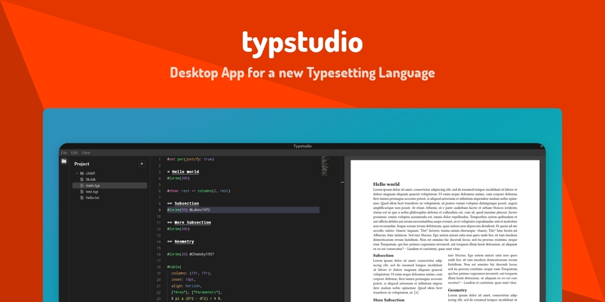 Typesetting Version typstudio - Desktop App for a new Typesetting Language - Made with Svelte