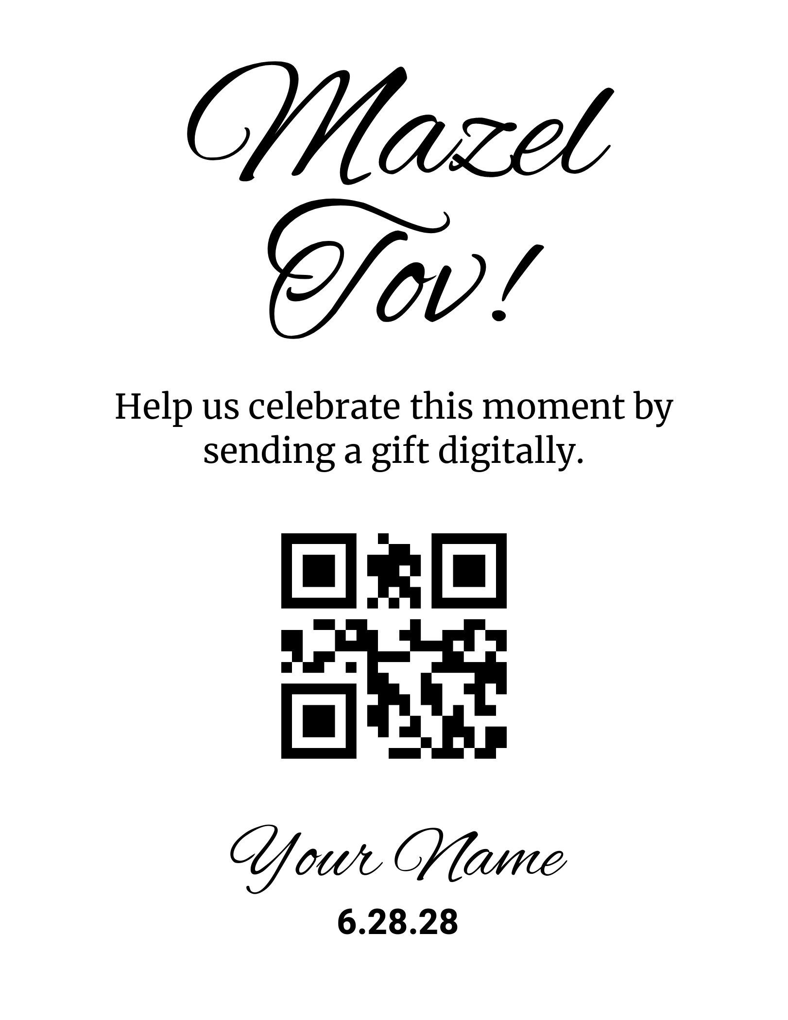 Mazel Tov QR sign template preview