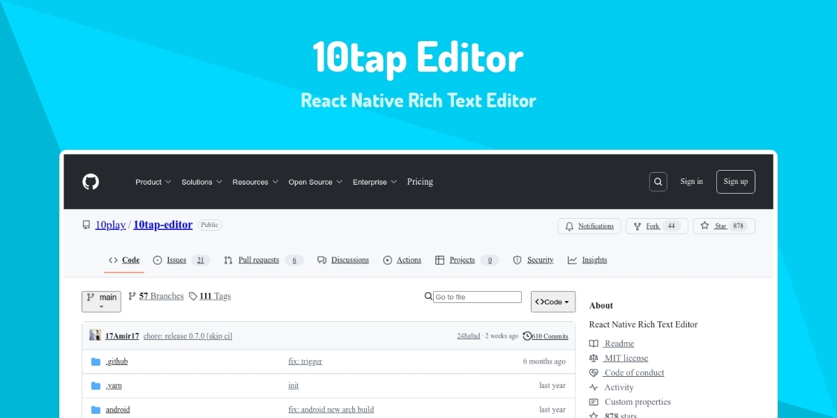 10tap Editor - React Native Rich Text Editor - Made with React.js