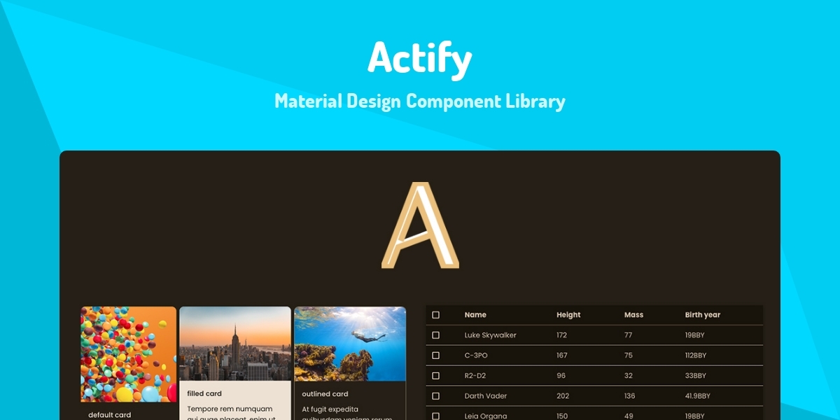 Actify - Material Design Component Library - Made with React.js