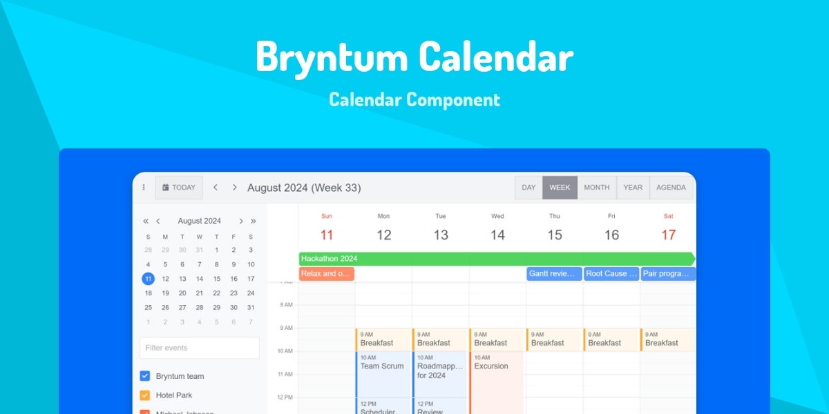 Bryntum Calendar - Calendar Component - Made with React.js
