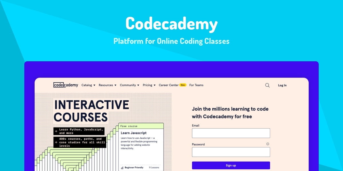 Codecademy - Platform for Online Coding Classes - Made with React.js