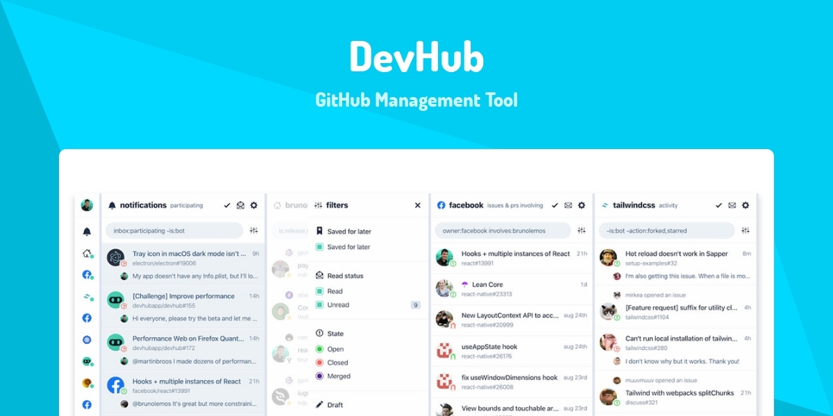 DevHub - GitHub Management Tool - Made with React.js