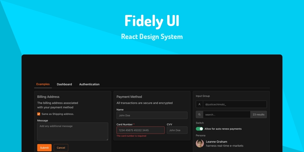 Fidely UI - React Design System - Made with React.js