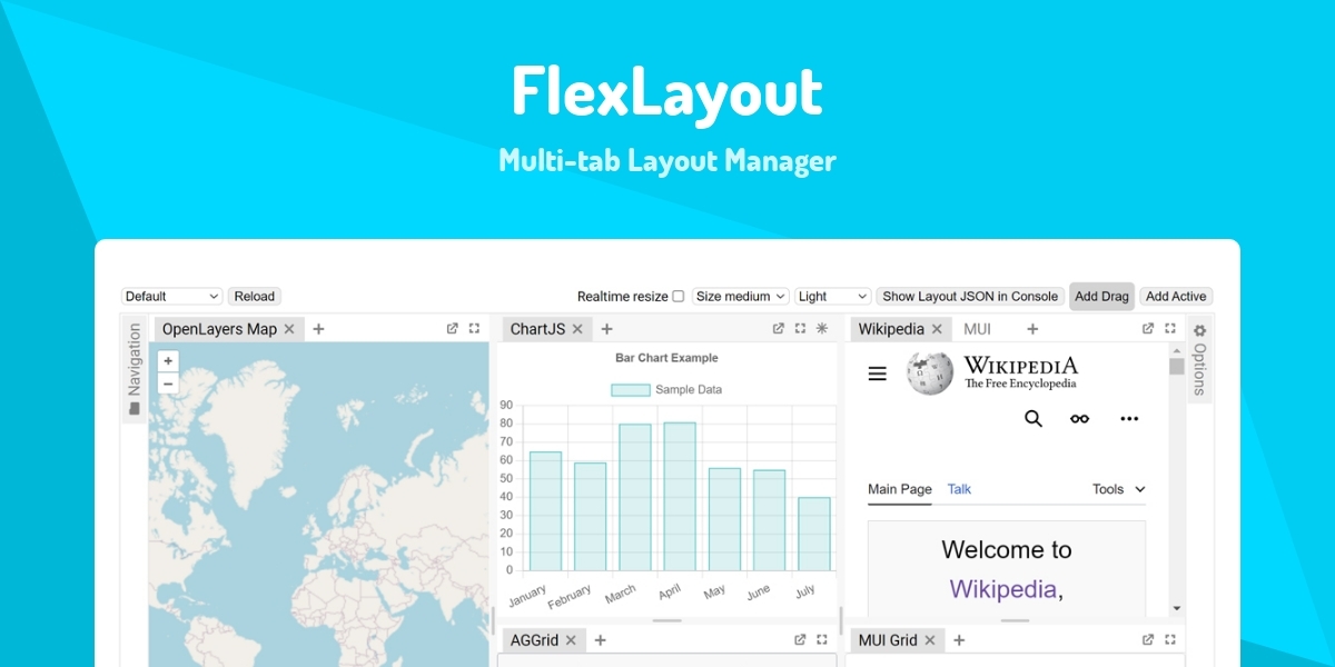 FlexLayout - Multi-tab Layout Manager - Made with React.js