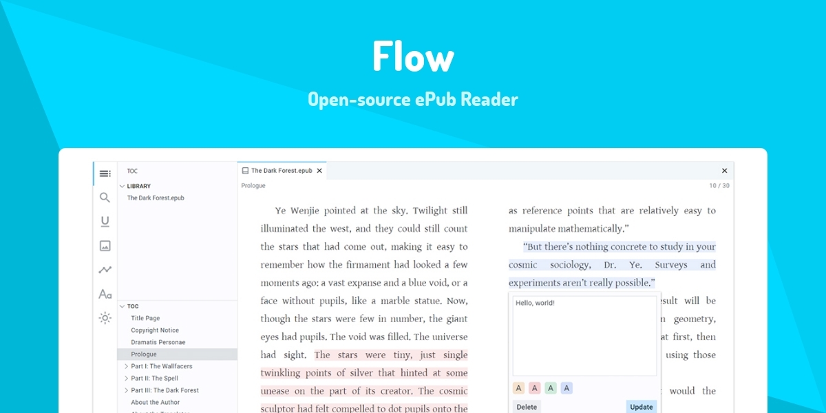 Flow Opensource ePub Reader Made with React.js