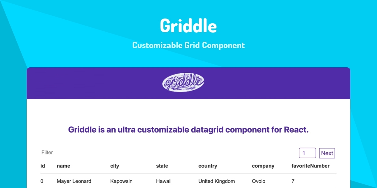 Griddle - Customizable Grid Component - Made with React.js