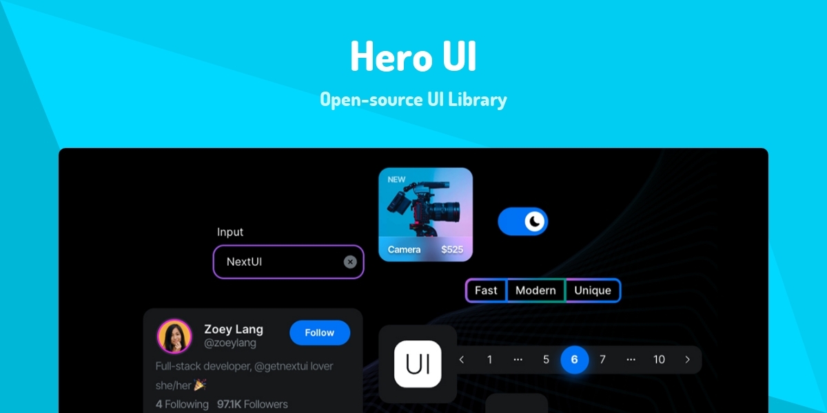 Open Source Ui Library Hero UI - Open-source UI Library - Made with React.js