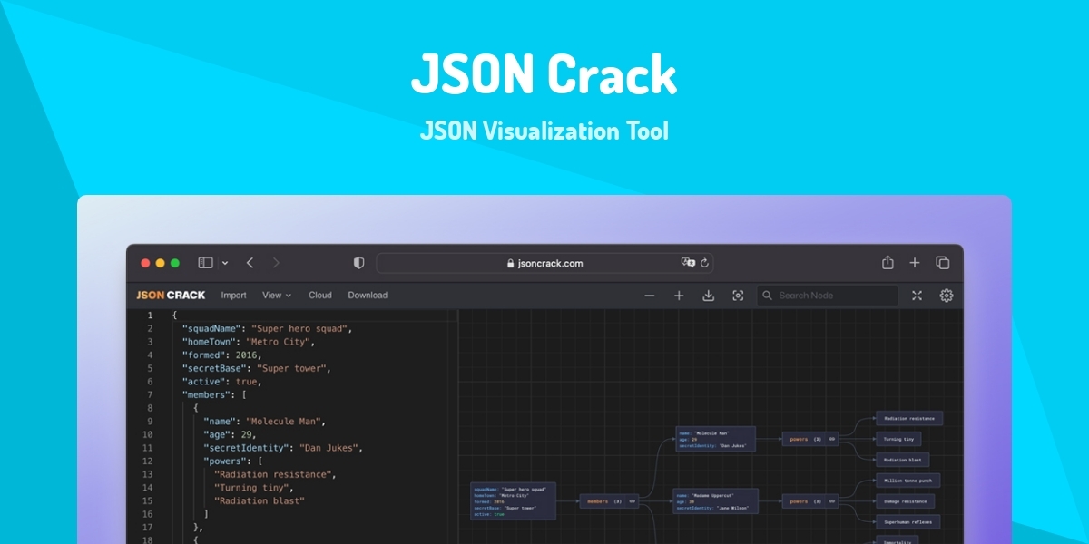 JSON Crack - JSON Visualization Tool - Made with React.js