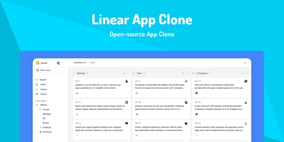 Linear App Clone - Open-source App Clone - Made with React.js