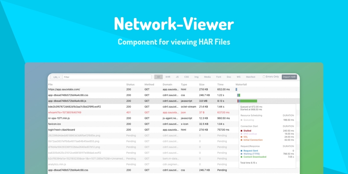 Network-Viewer - Component for viewing HAR Files - Made with React.js
