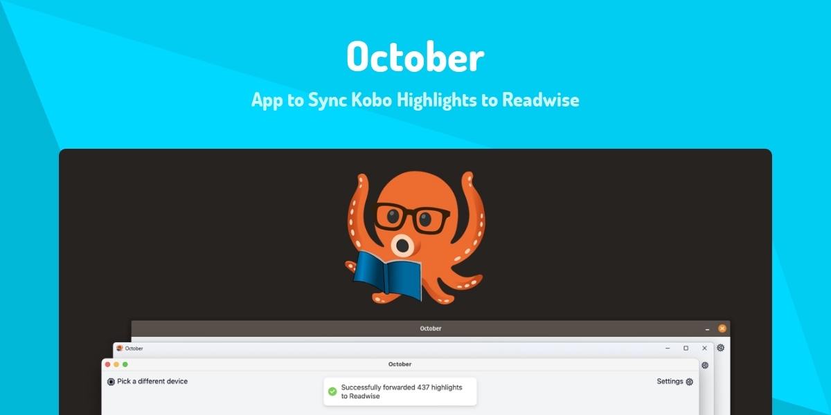 October - App to Sync Kobo Highlights to Readwise - Made with React.js