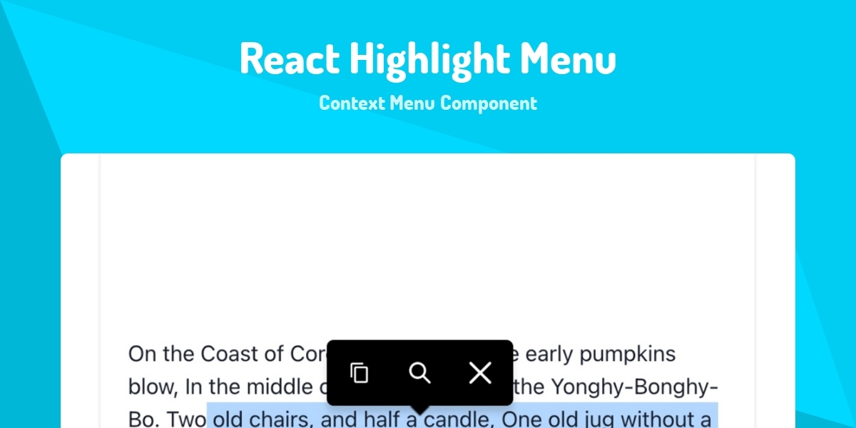 React Highlight Menu - Context Menu Component - Made with React.js