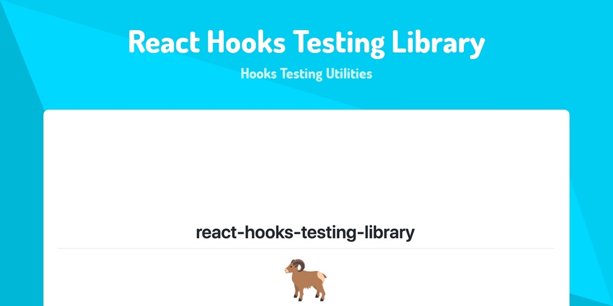 React Hooks Testing Library - Hooks Testing Utilities - Made with React.js