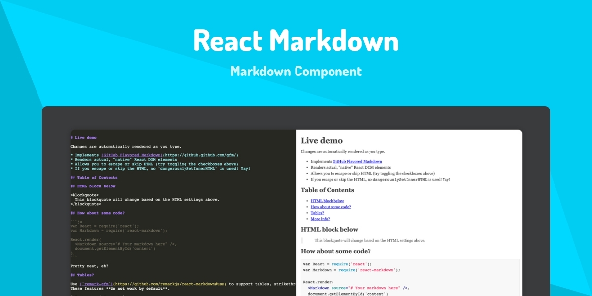 React Markdown - Markdown Component - Made with React.js