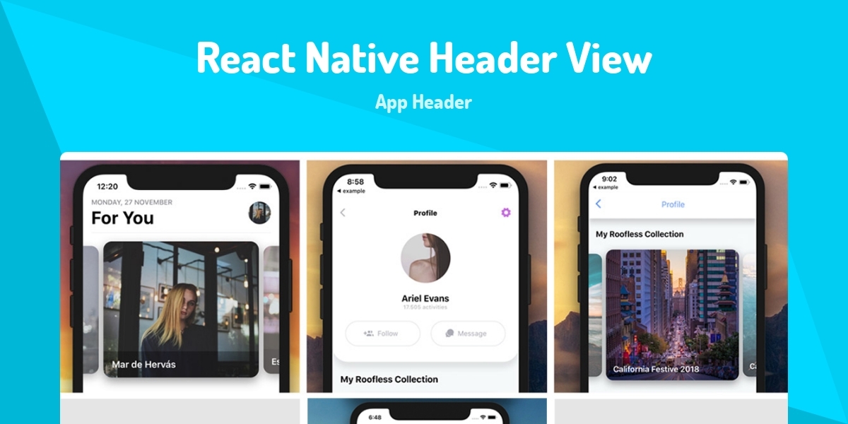 React Native Header View - App Header - Made with React.js