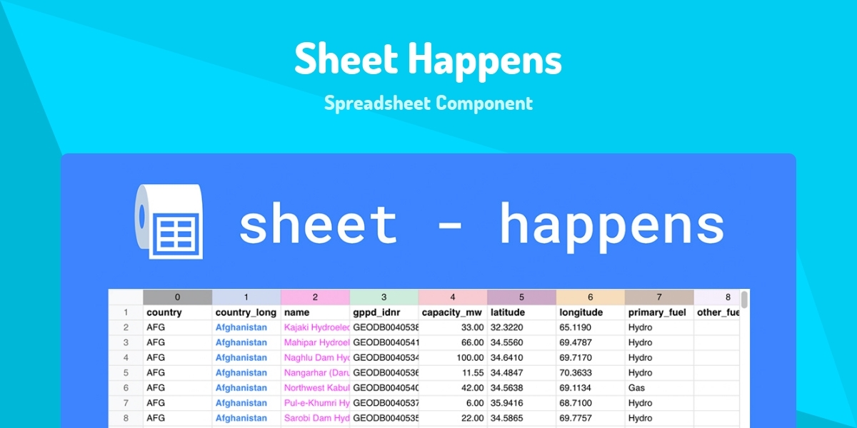 Sheet Happens - Spreadsheet Component - Made with React.js