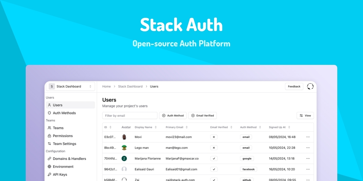 Stack Auth - Open-source Auth Platform - Made with React.js